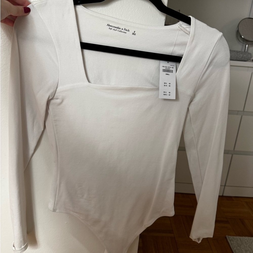 Abercrombie White Long Sleeve Bodysuit